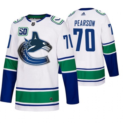 Vancouver Vancouver Canucks #70 Tanner Pearson 50th Anniversary Men's White 201920 Away Authentic NHL Jersey